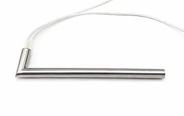 Angled sheath extension cartridge heater