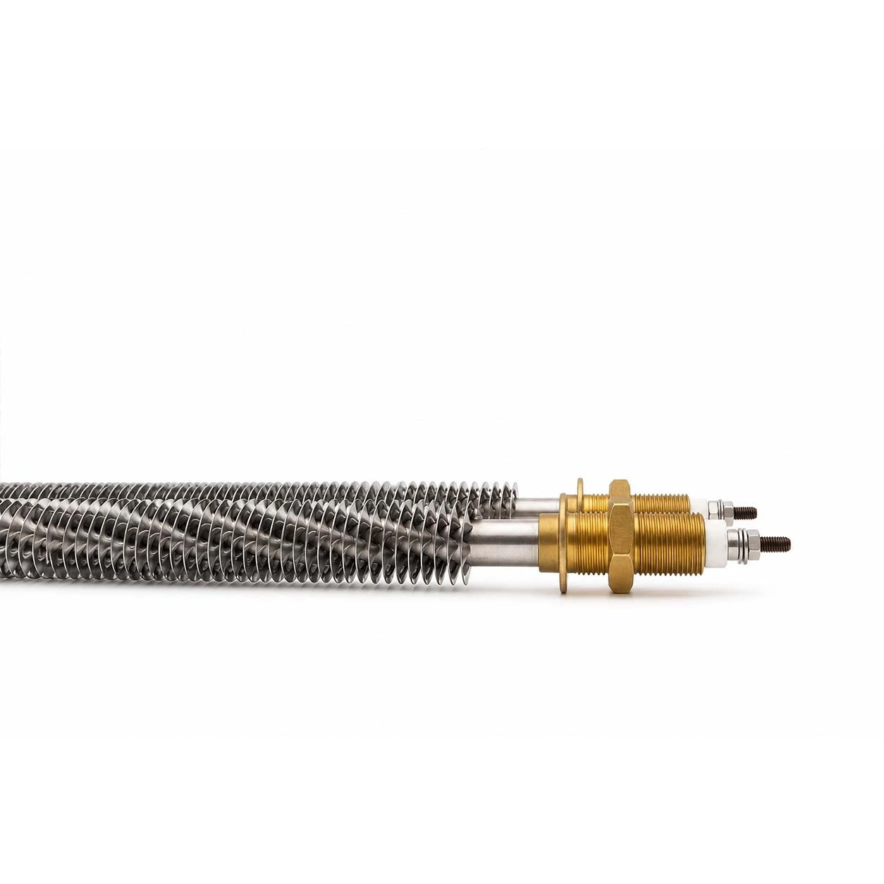 Threaded fittings for finned tubular heaters
